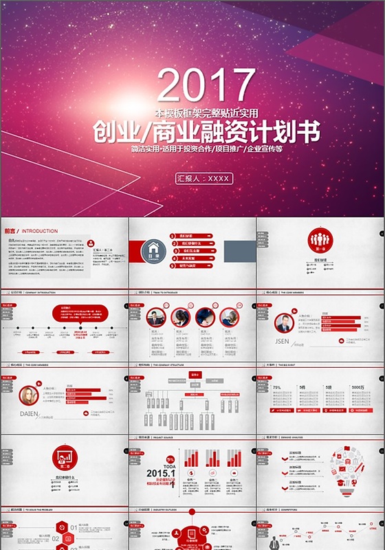 简洁实用创业商业融资计划书PPT通用模版
