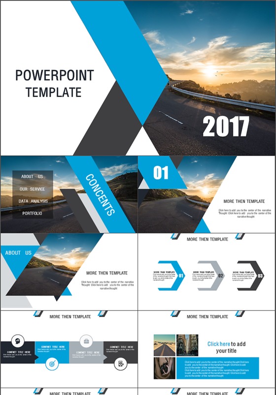 2017欧美风工作总结PPT模板