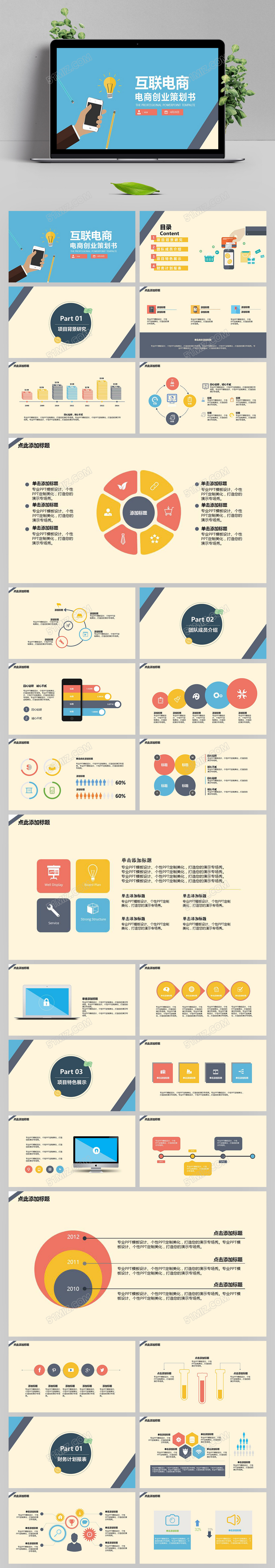互联网电商创业策划书ppt模板下载