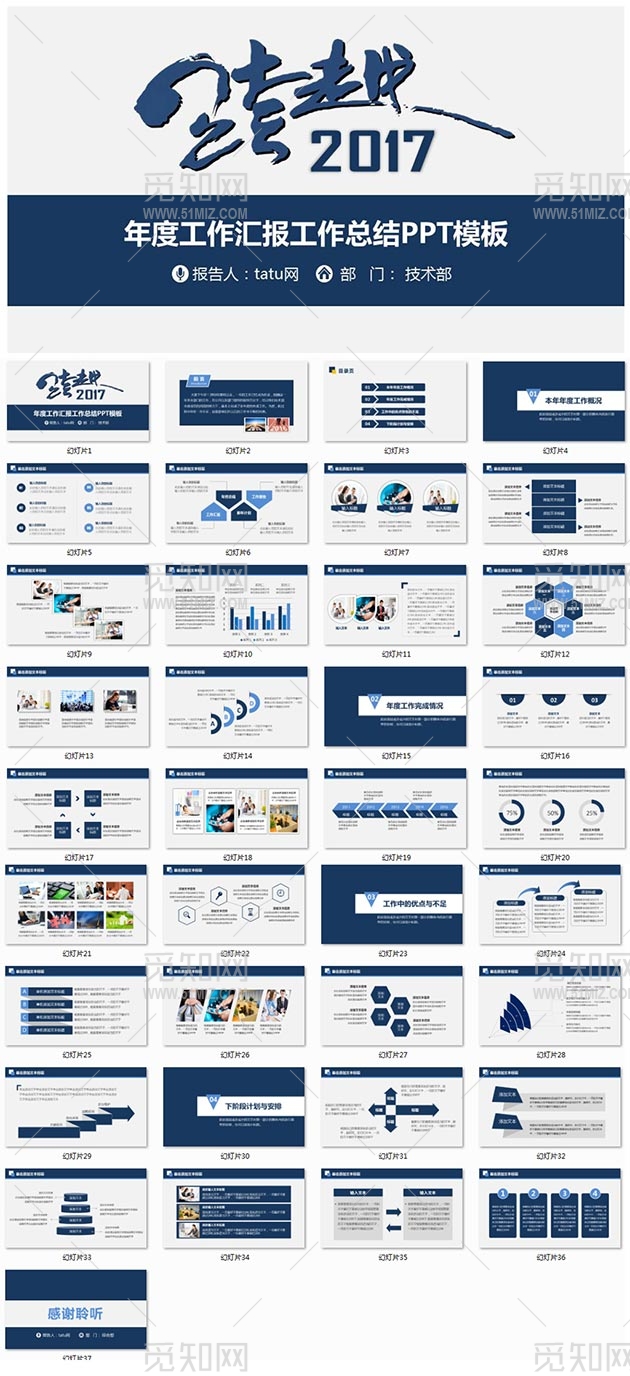 年度总结工作报告PPT模板免费下载