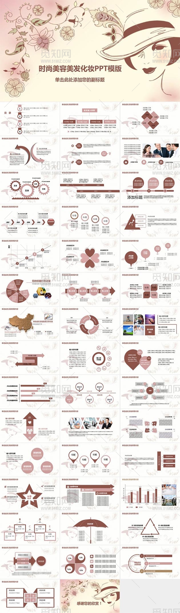 时尚美容美发化妆PPT模版