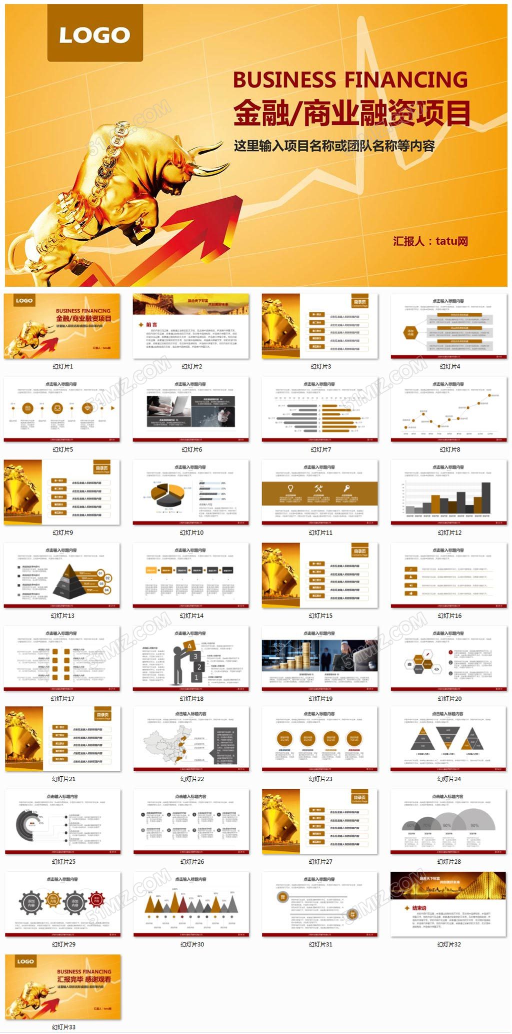 金融商业融资项目PPT精品模板免费下载