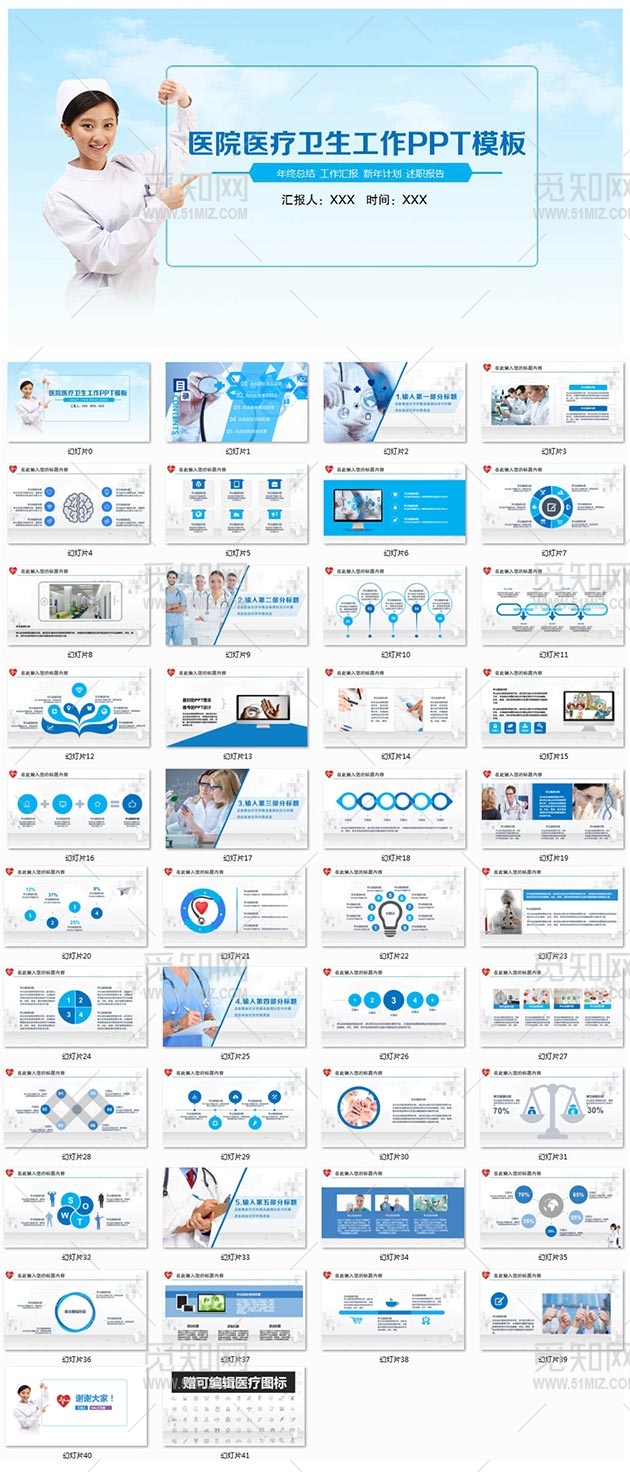 医院医疗卫生工作护理PPT精品模板代下载