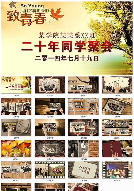 致青春二十年同学聚会PPT精品模板