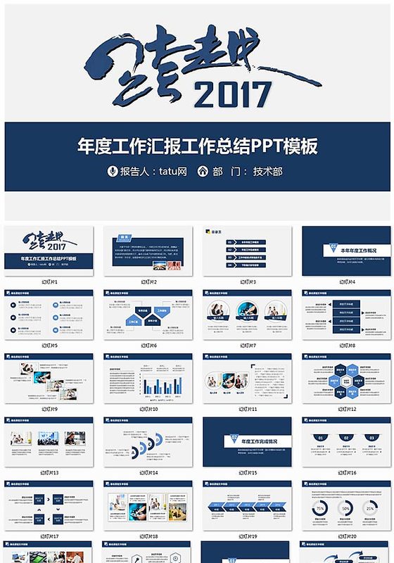 年度总结工作报告PPT模板免费下载