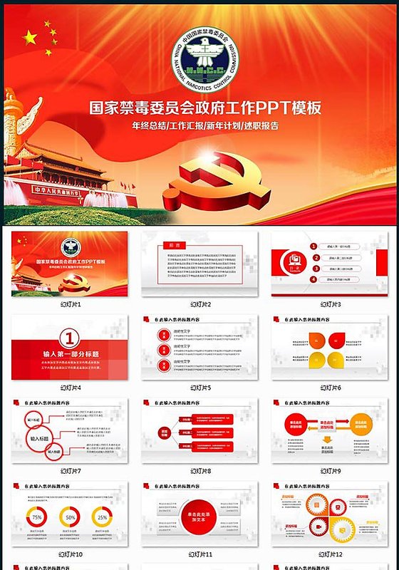 国家禁毒委员会政府工作PPT模板