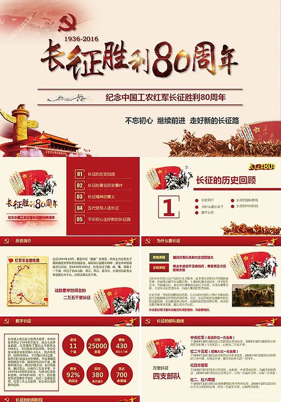 纪念中国工农红军长征胜利80周年PPT模板