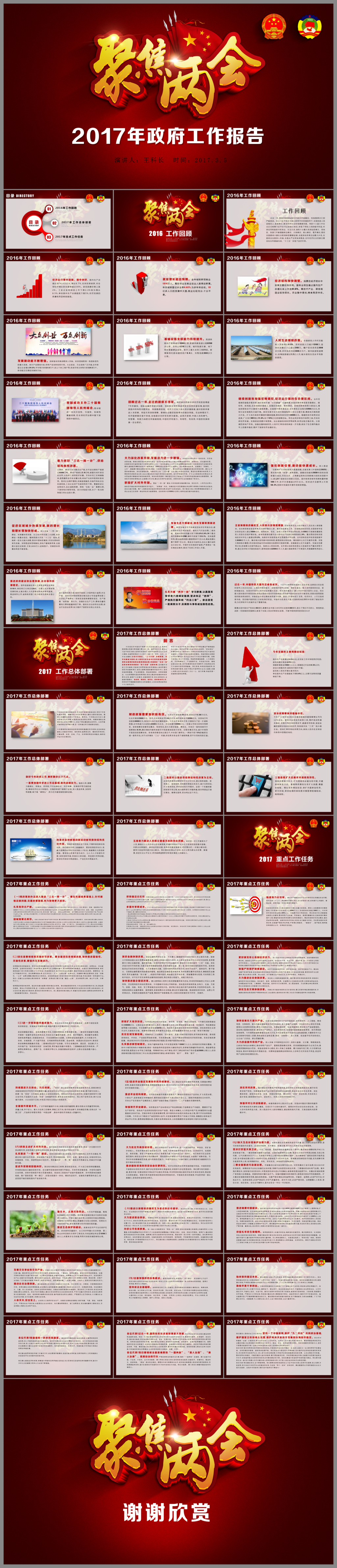 2017全国两会政府工作报告全文ppt