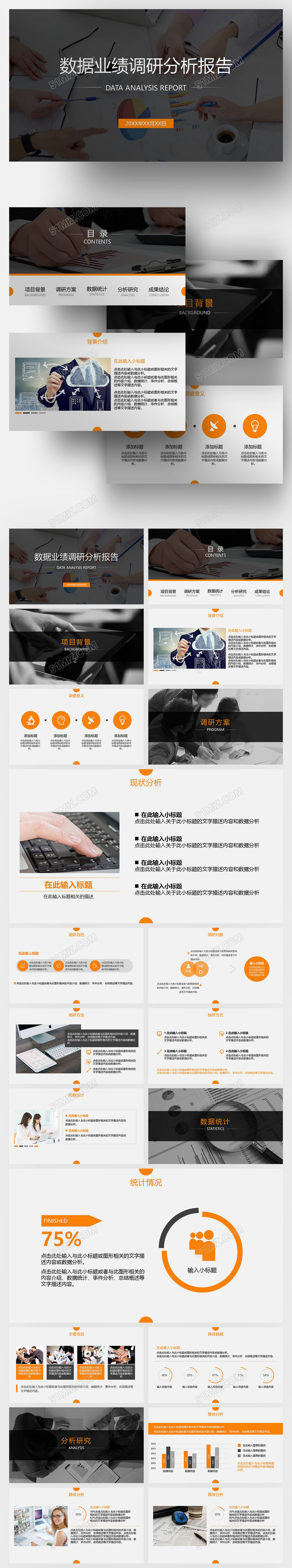 市场调查数据业绩调研分析报告ppt模板