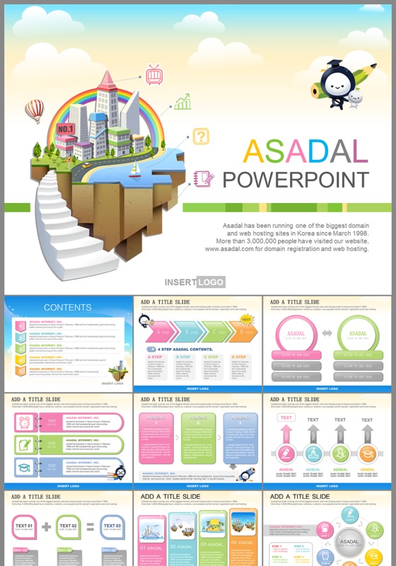 卡通房子儿童英语教学课件ppt模板