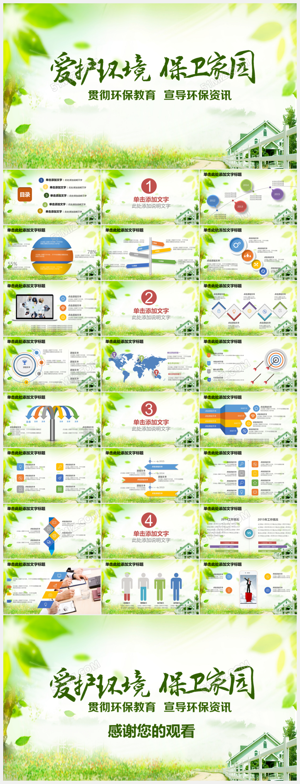 绿色环保教育PPT模板下载
