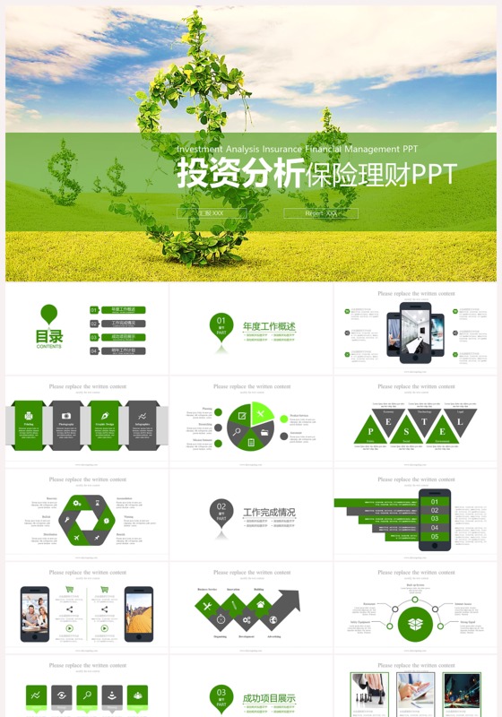 白色投资分析保险理财案例分析PPT模板下载