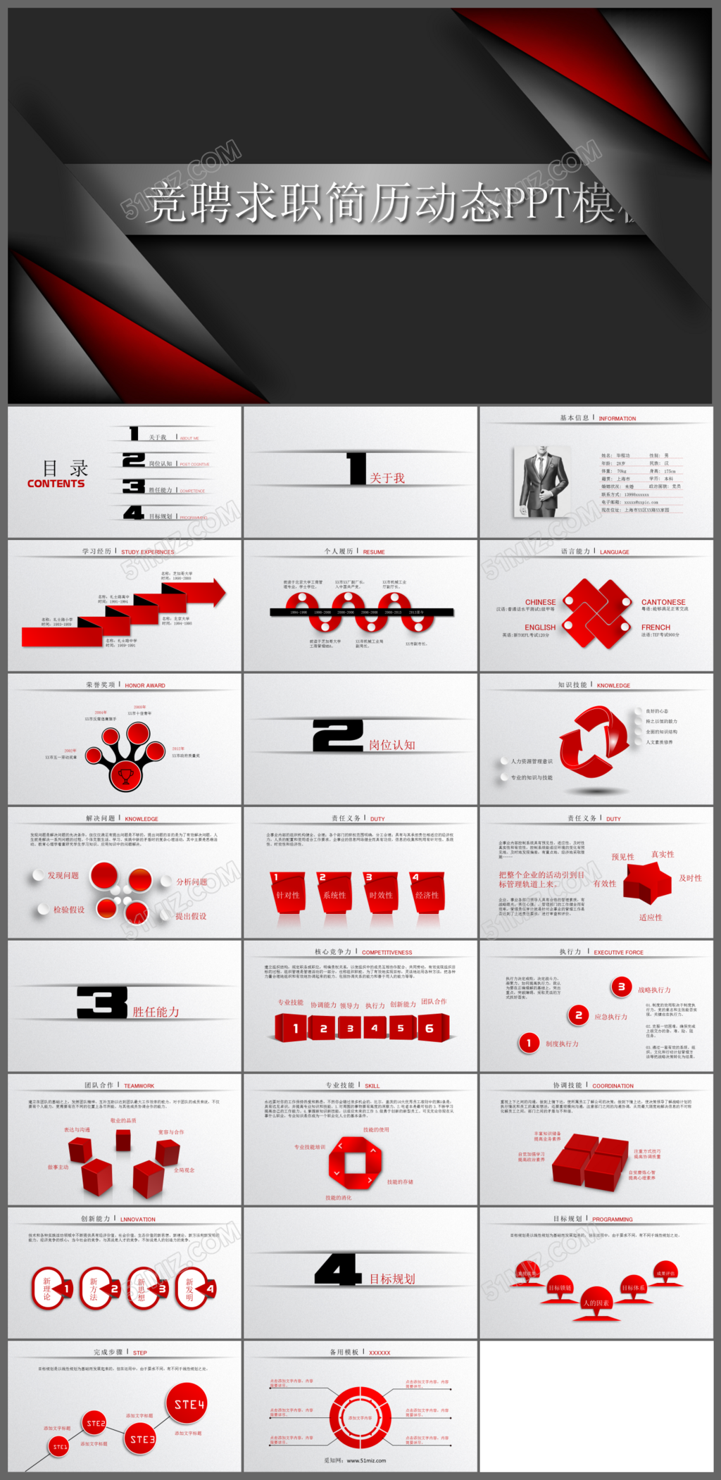魔幻红创意竞聘ppt下载