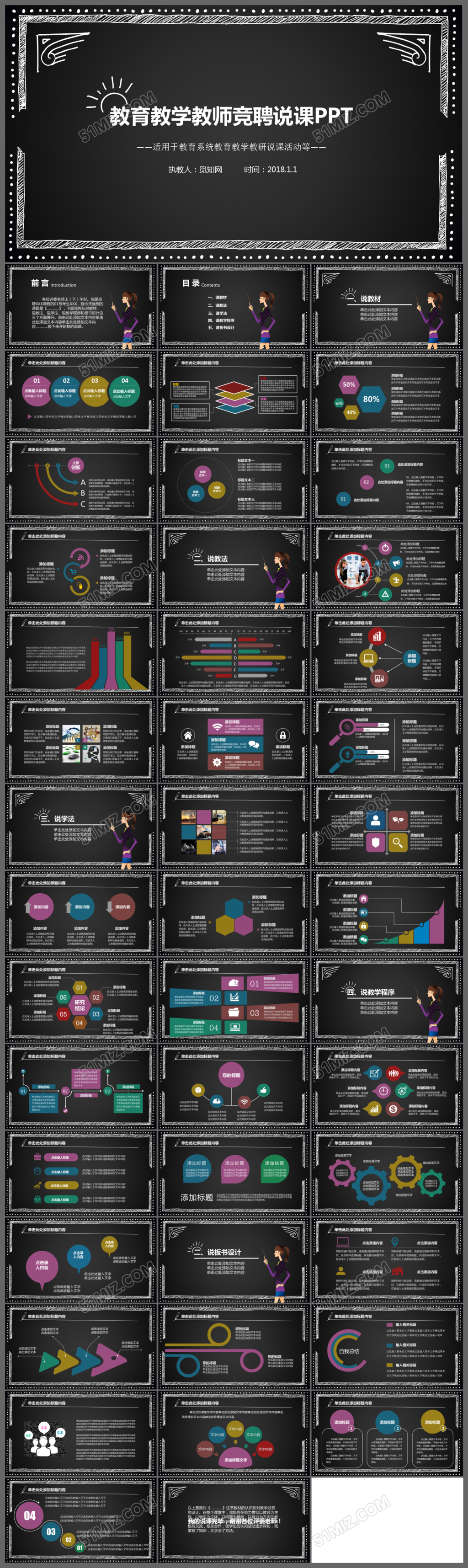 黑板创意大气教学培训竞聘ppt下载