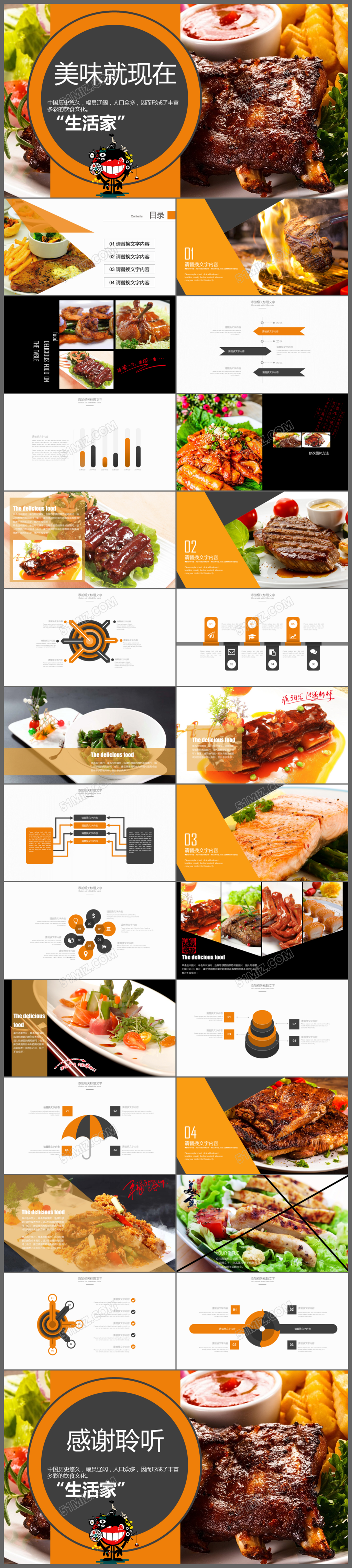 美味中国传统美食文化饮食餐饮PPT模板