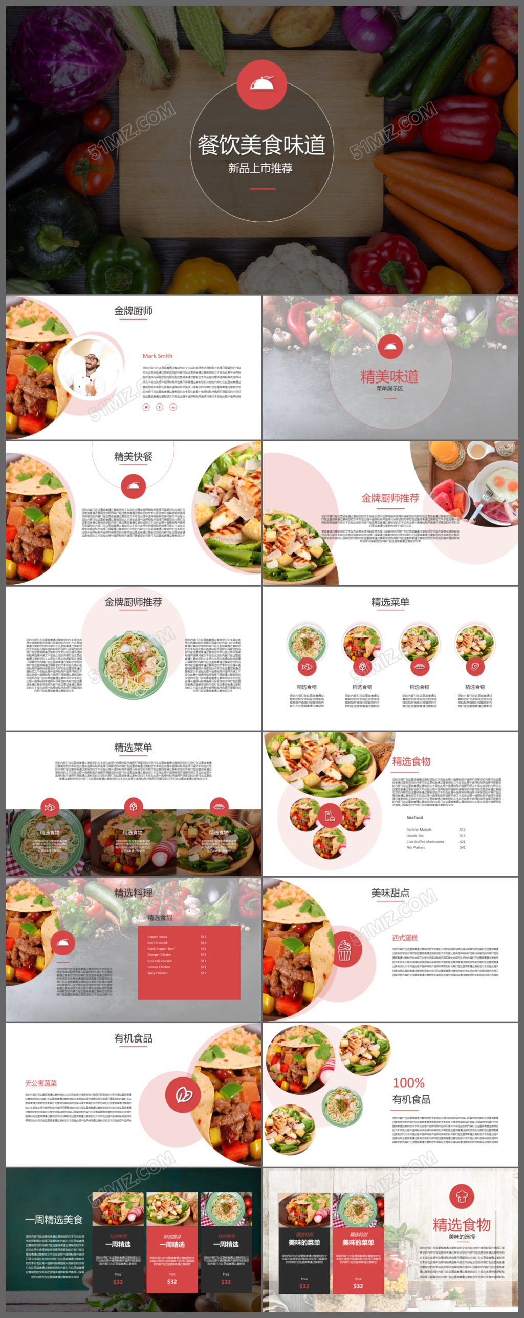 餐饮美食特色小吃美食行业宣传PPT模板