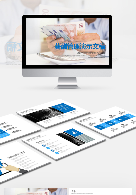 蓝色薪酬方案ppt下载模板