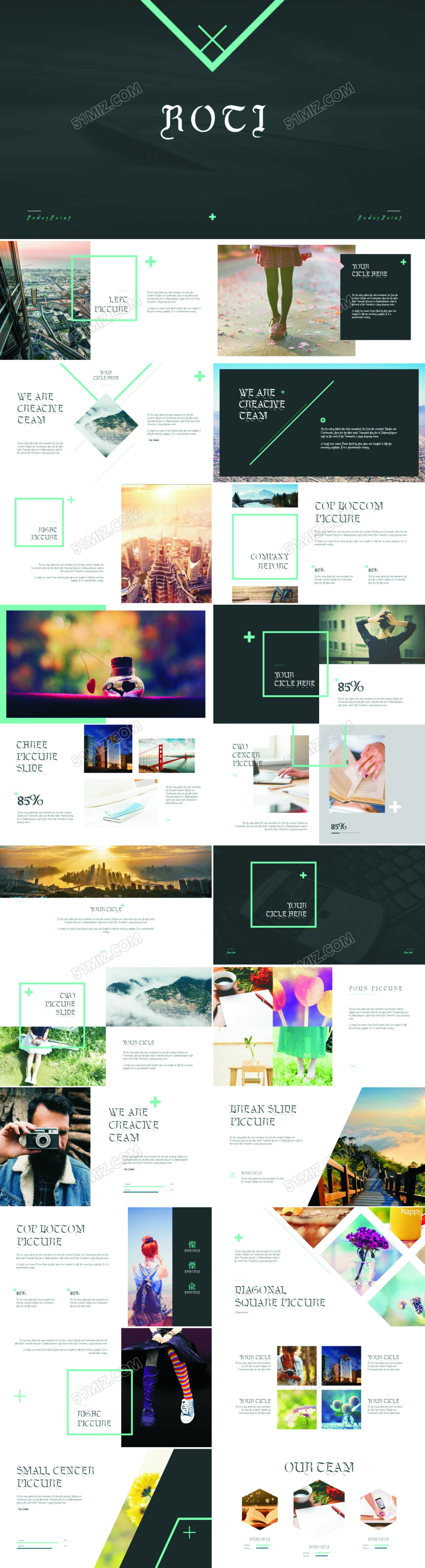 欧美风创意公司介绍工作汇报总结分析ppt模板