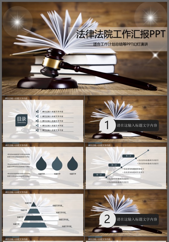 法律法院律师汇报专业PPT模板