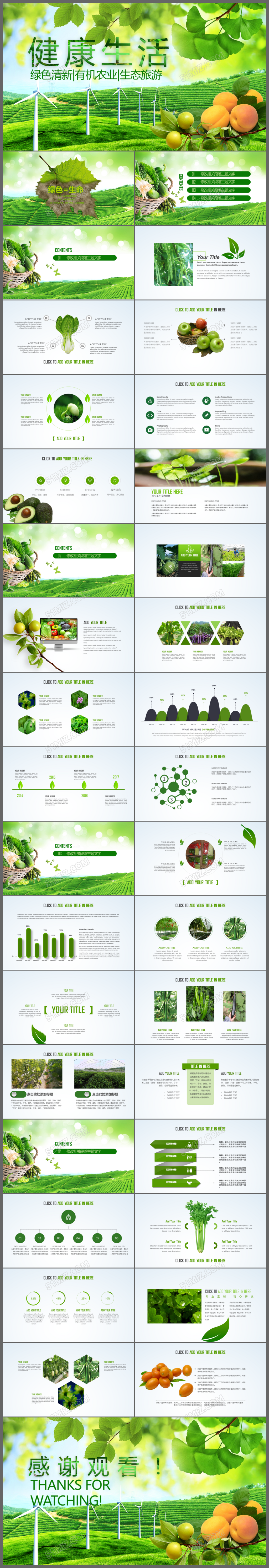 健康生活绿色清新有机农业生态PPT模板