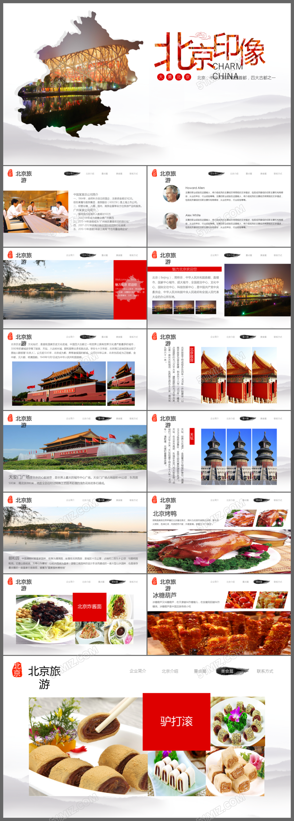 古典北京印象旅游景点介绍旅游宣传PPT动态模板