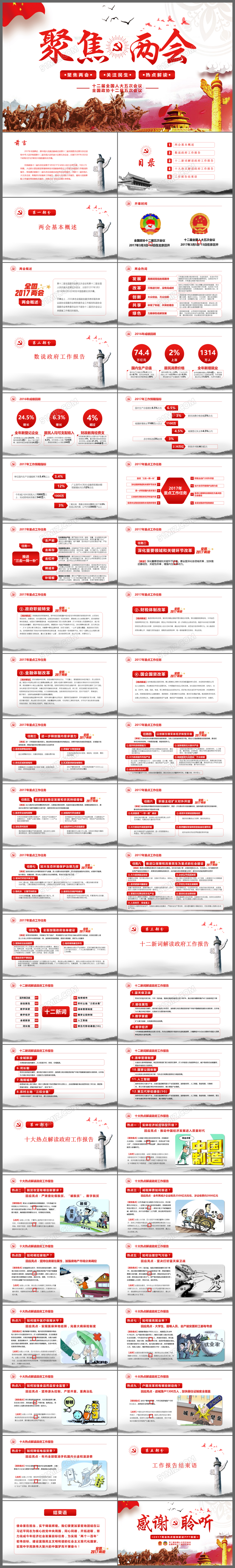 2017年两会精神ppt模板