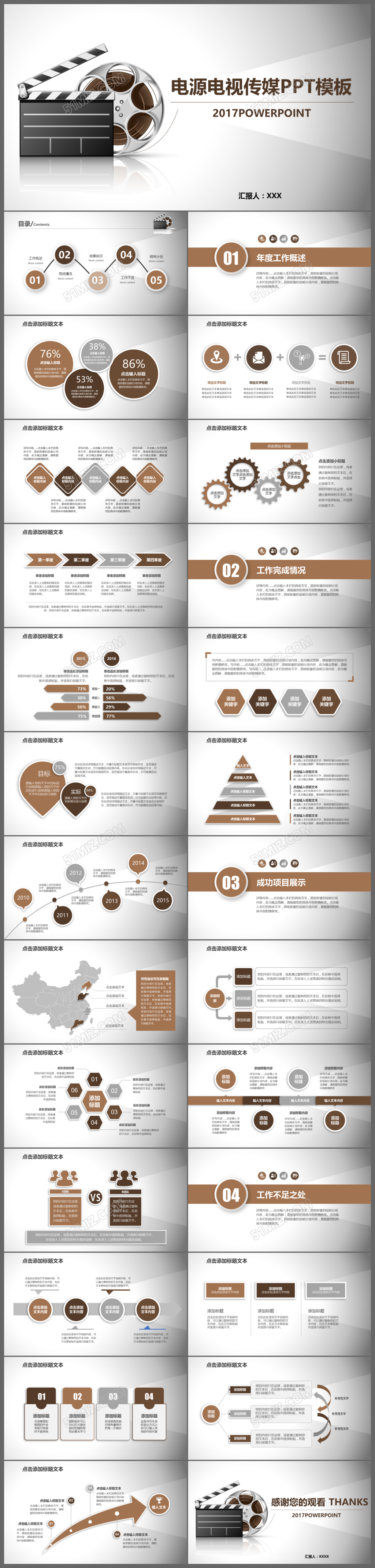 电影电视传媒模板设计PPT模板