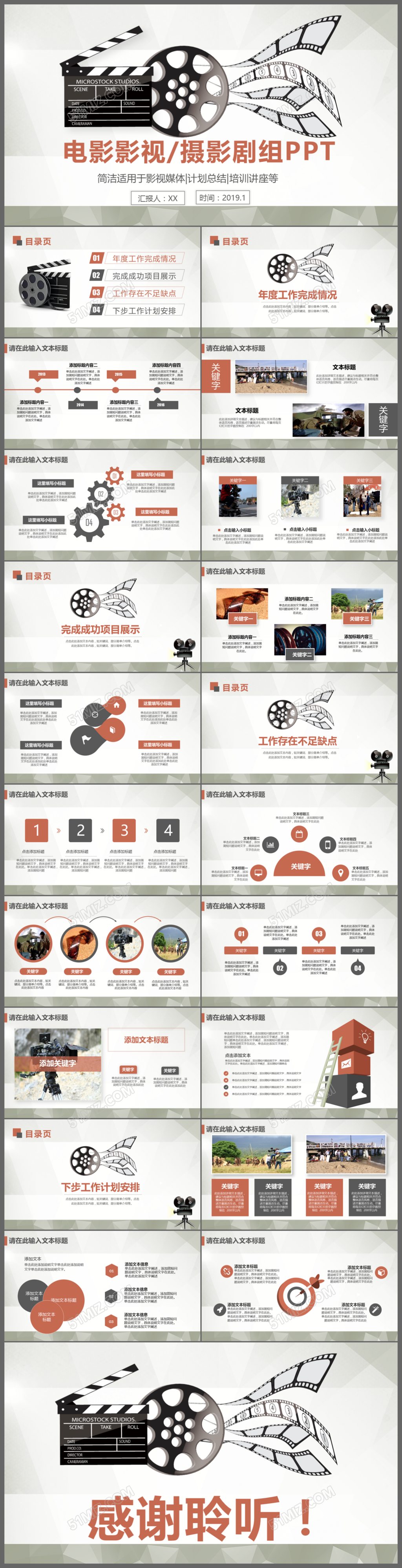 简约大气电影影视摄影剧组PPT模板