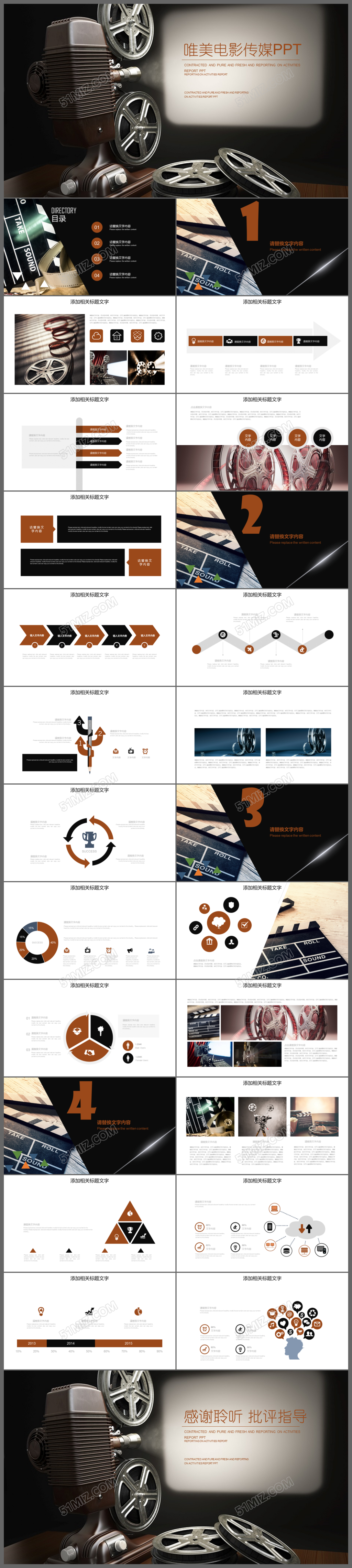 唯美电影传媒影视通用PPT模板