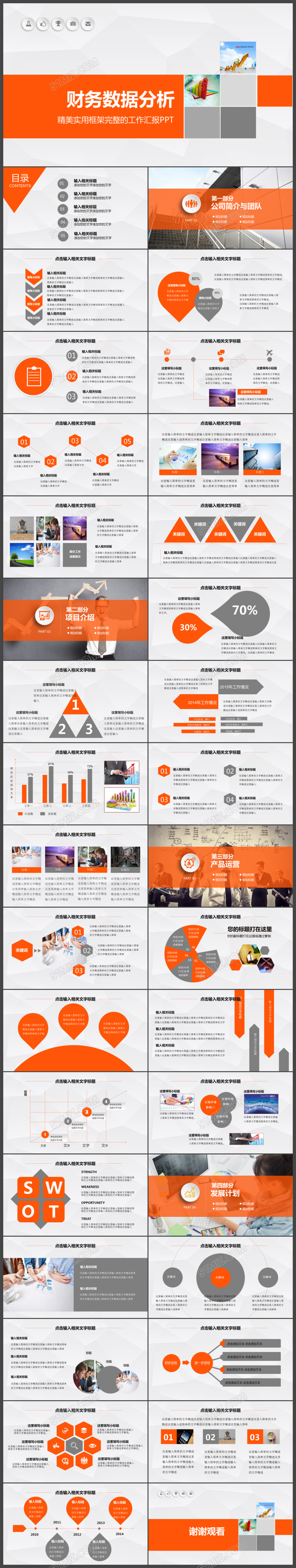 暖色财务数据分析财务报告ppt模板