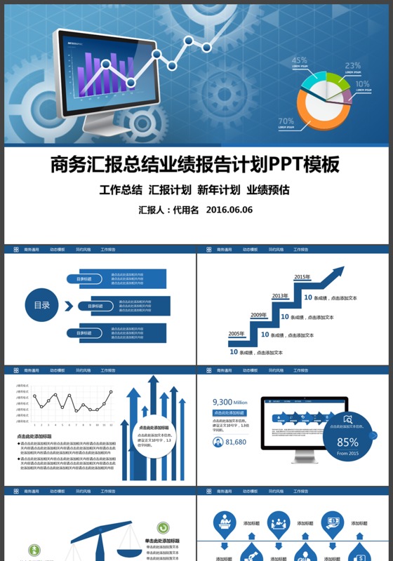 商务业绩报告计划财务汇报总结ppt模板