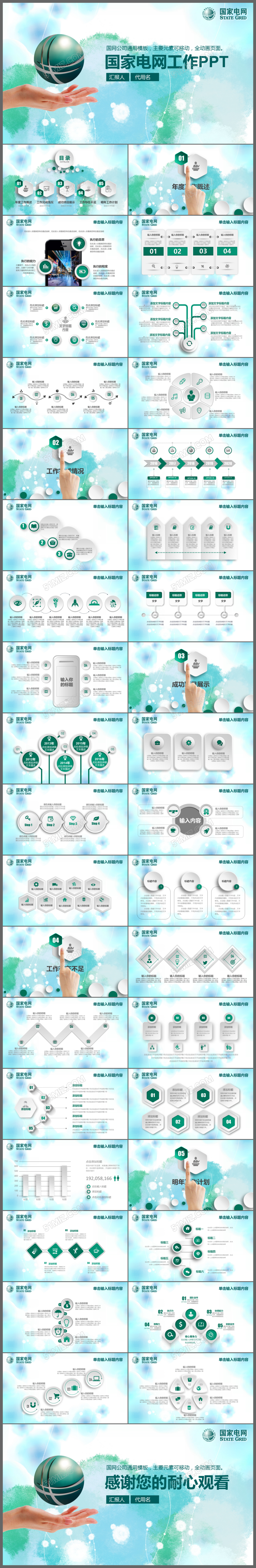 精美国家电网电力局能源电力公司PPT模板