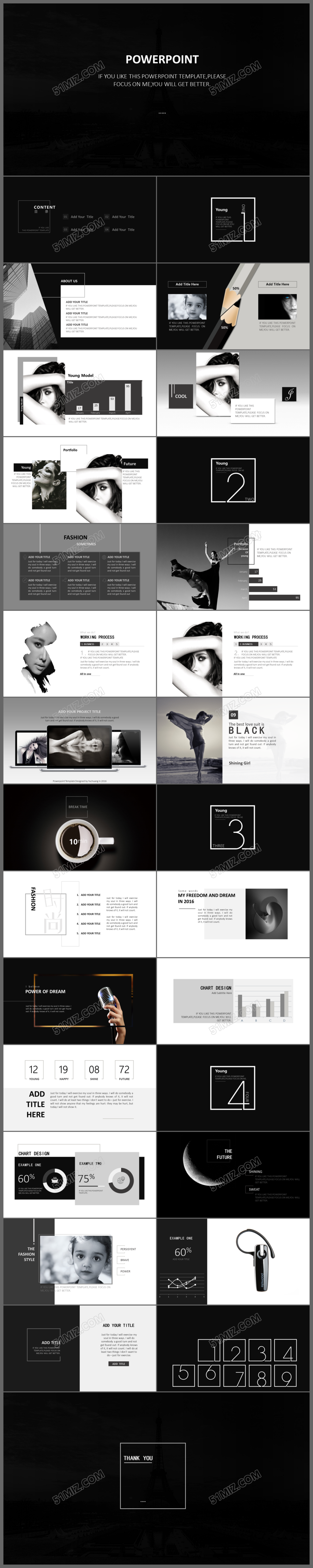 黑色大气欧美工作总结ppt模板