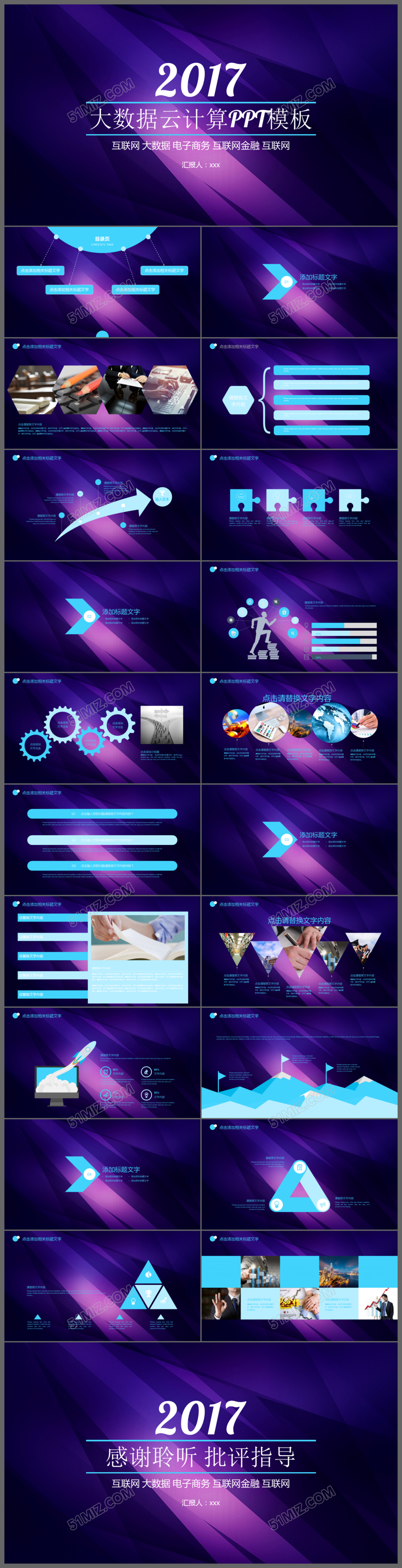 2017大数据云计算工作总结ppt模板