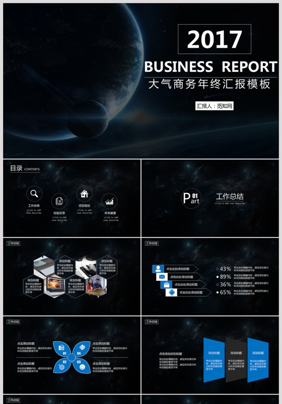大气商务年终汇报工作总结ppt模板