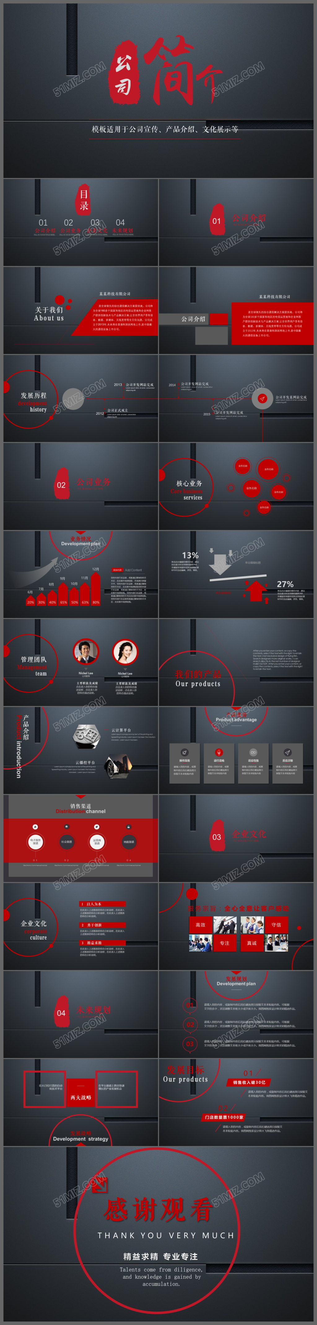 黑色经典大气公司简介ppt模板