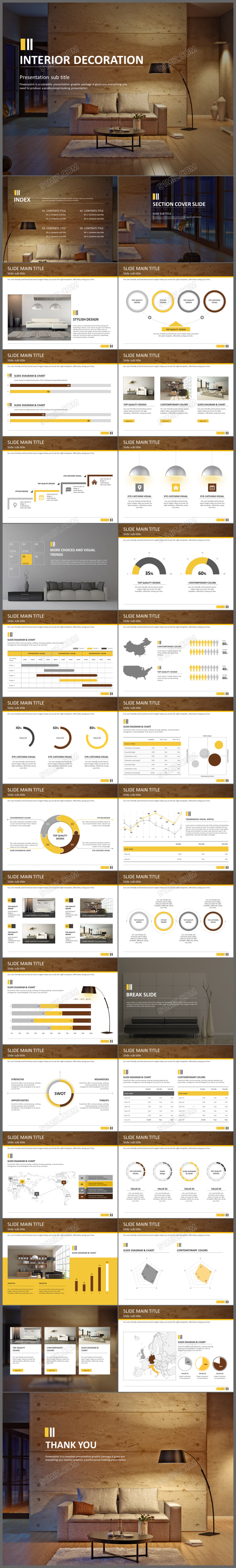 欧美简约家居装修室内设计工作总结汇报ppt模板