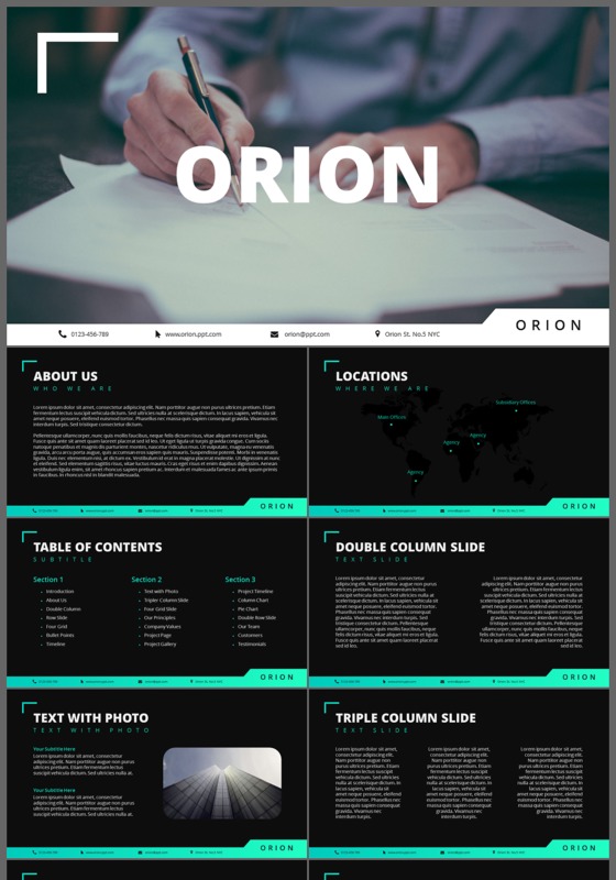 黑色欧美工作汇报总结公司简介ppt模板