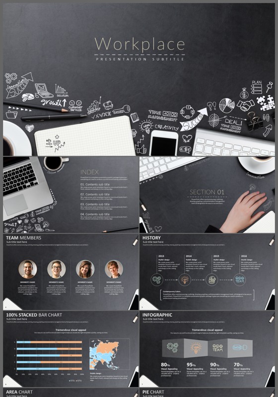 欧美手绘风工作汇报总结述职报告ppt模板