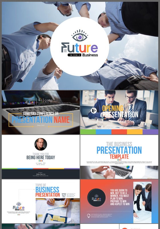 欧美企业团队介绍总结汇报竞聘述职ppt模板