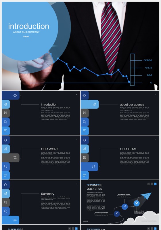 黑色欧美简约述职报告公司简介ppt模板