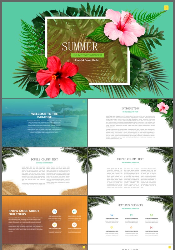 欧美夏季清爽清新公司介绍产品介绍旅游宣传ppt模板