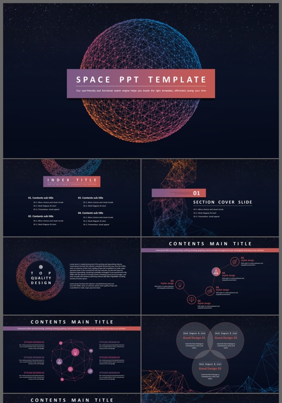 欧美风科技述职报告工作总结汇报策划ppt模板