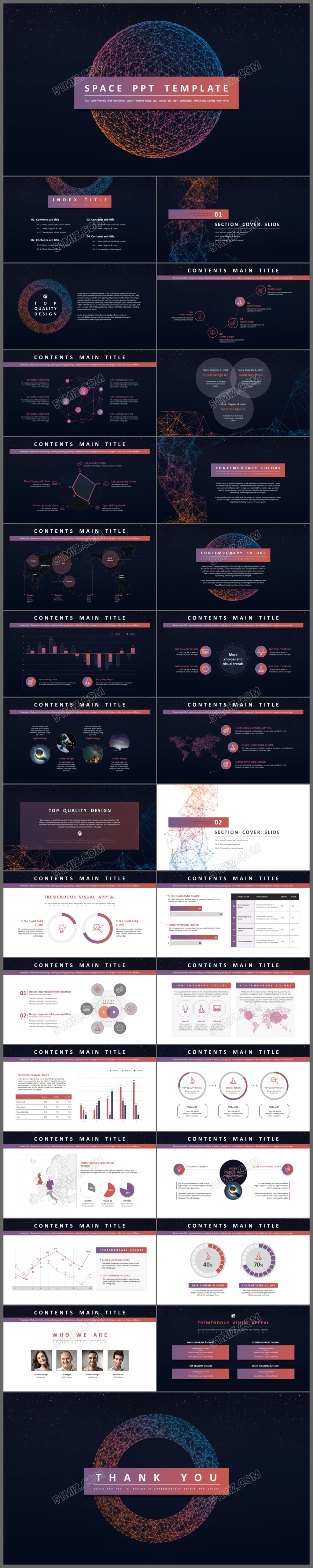 欧美风科技述职报告工作总结汇报策划ppt模板