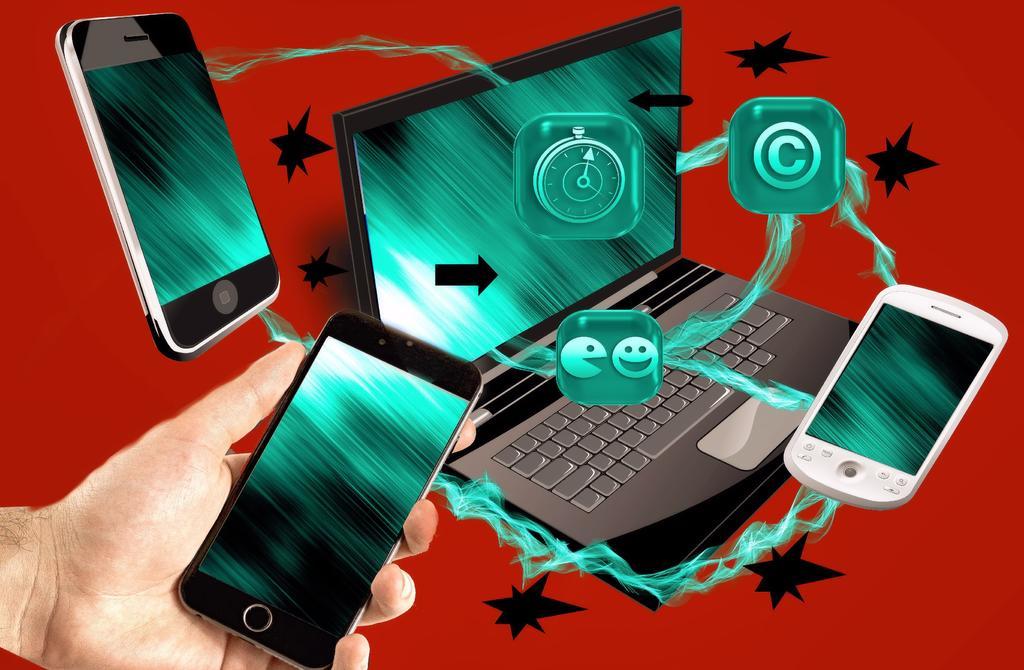 电子科技笔记本电脑手机联网信息交流互联网背景图片