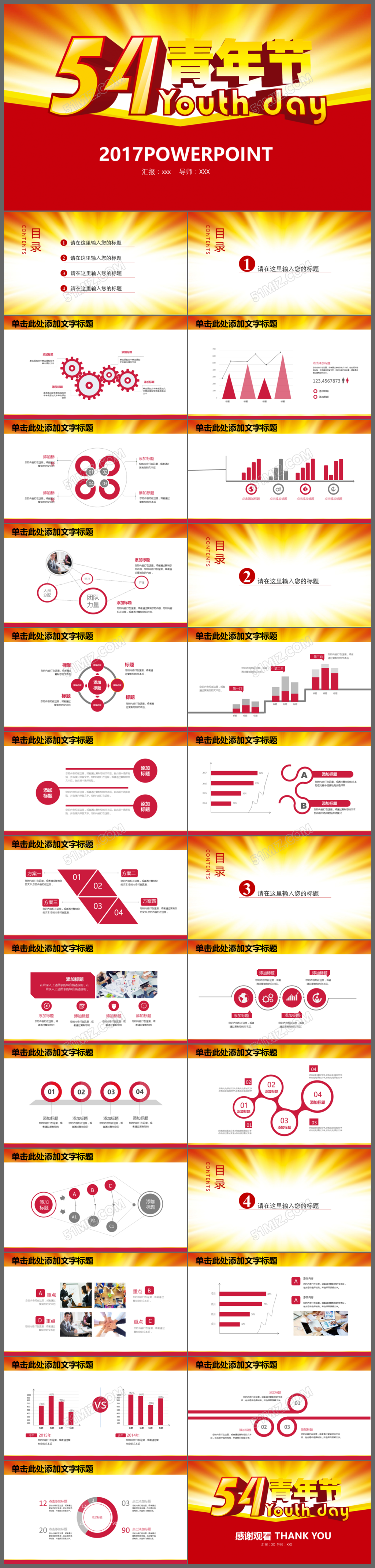 五四青年节共青团团委政府党政工作总结ppt模板