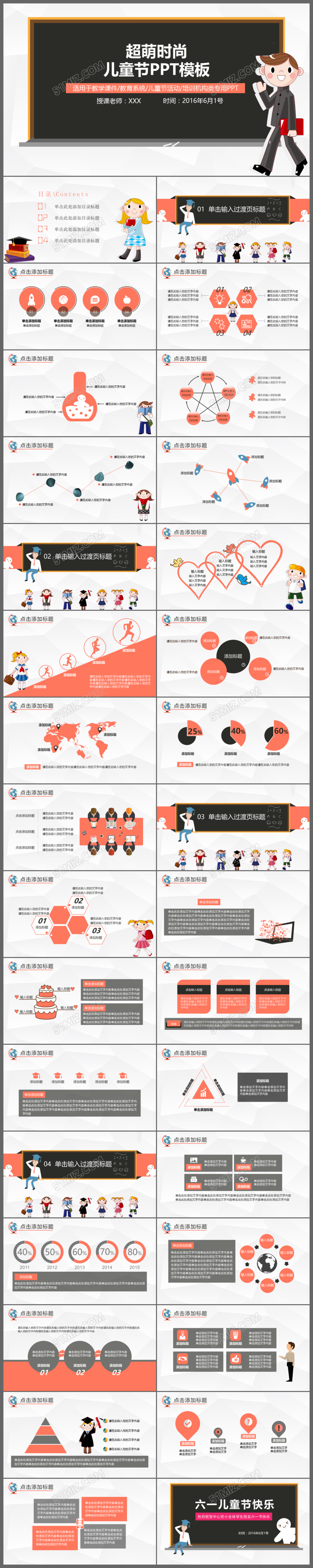 超萌儿童节教学课件教育系统PPT模板