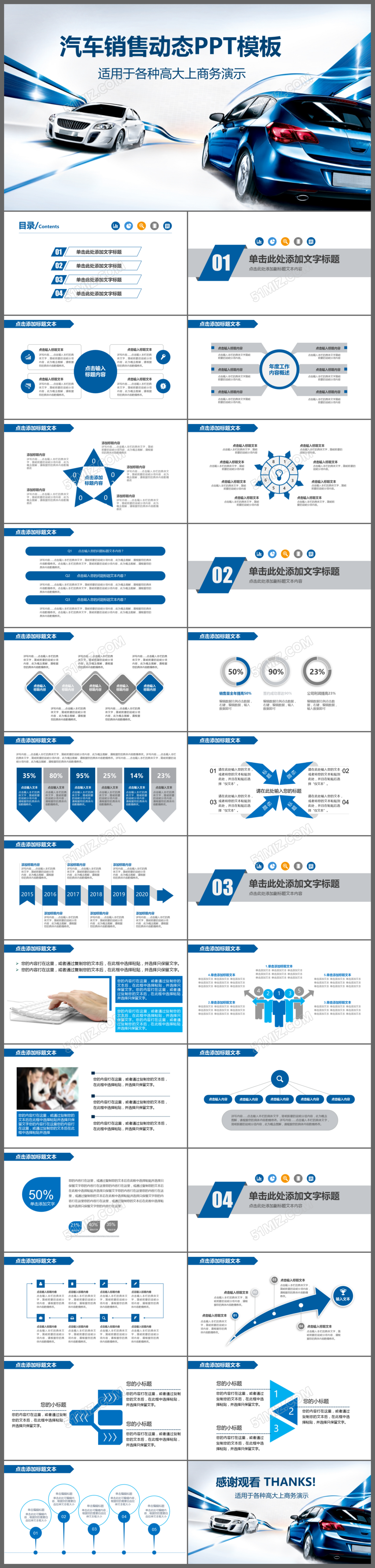 简洁汽车汽车4S店工作汇报PPT模板