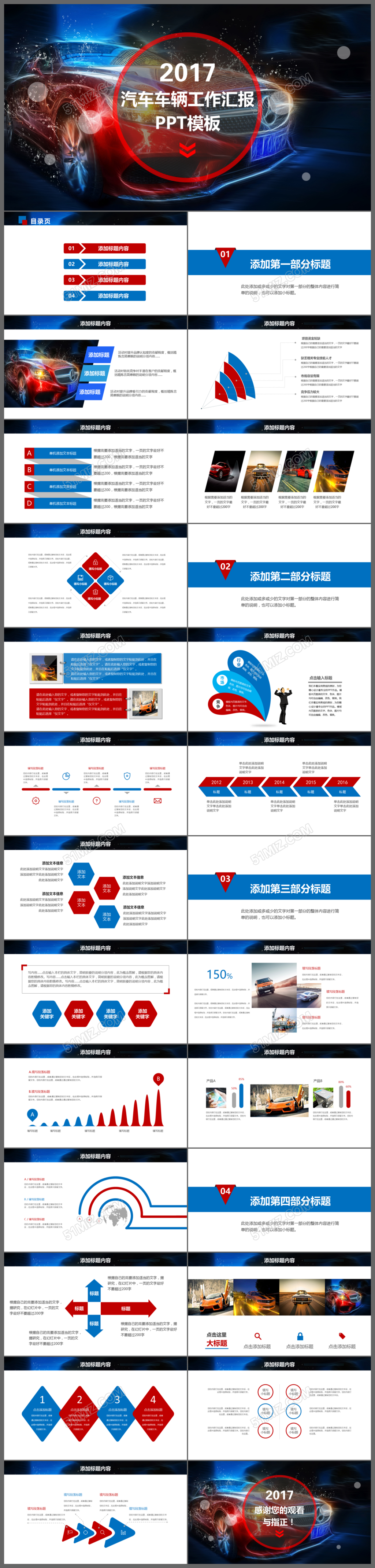 炫酷2017汽车车辆工作汇报PPT模板