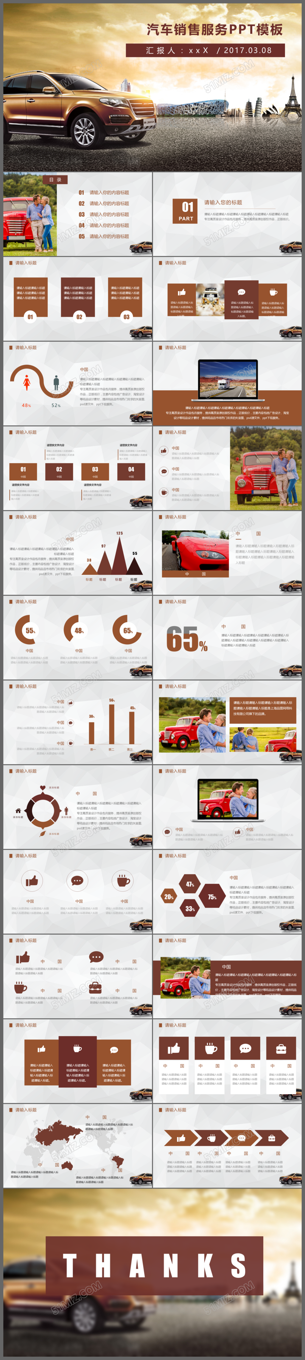 汽车4S店汽车营销交通汽车销售汽车美容动态PPT模板